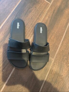 Melissa Black Double-Strap Slide Sandals